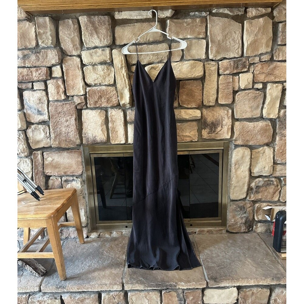 Cami NYC 100% Silk Women's Black Gown Maxi Slip Dress Sz S Hand Dyed Faded Black